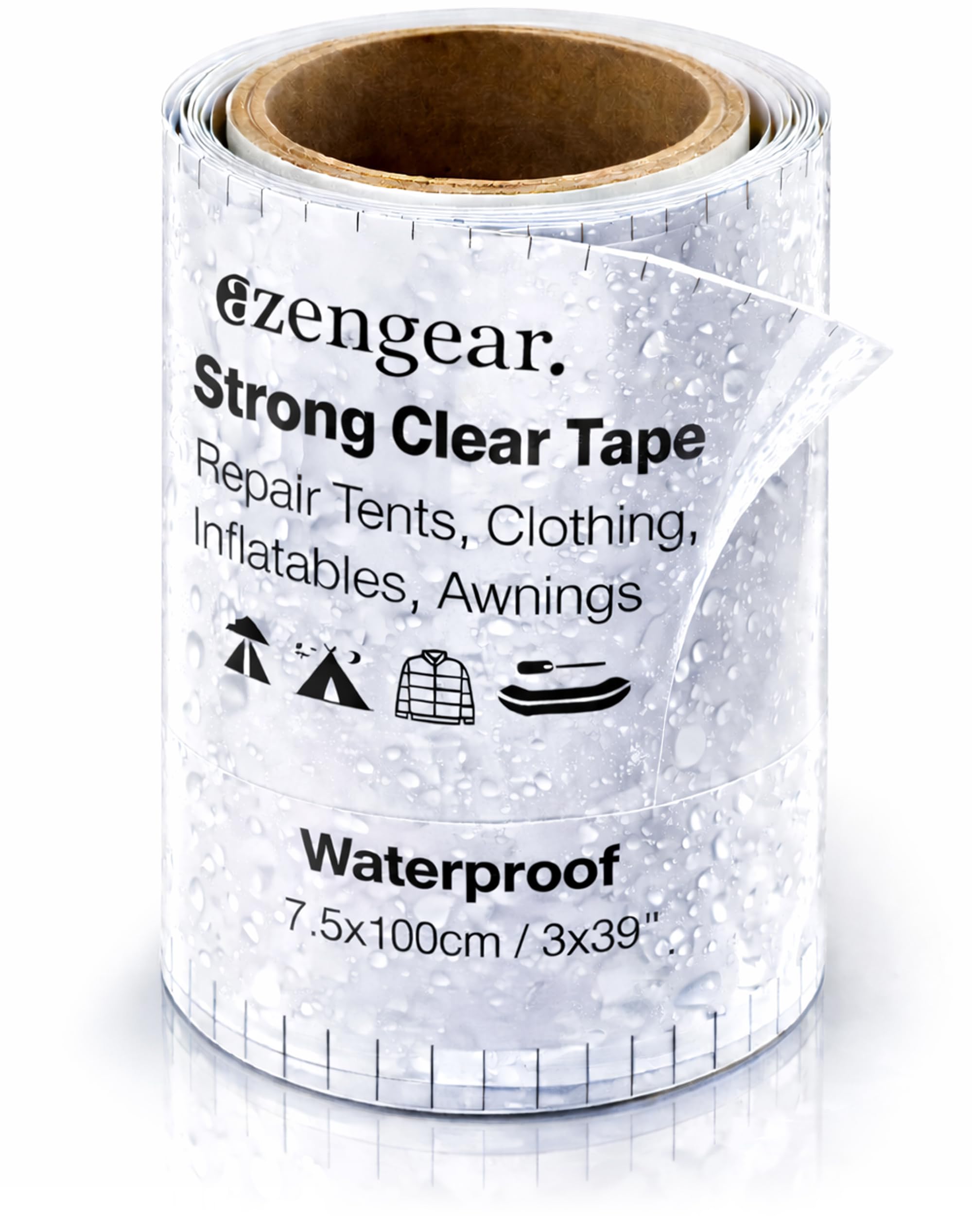 aZengear Transparente, tenacious, wasserdichte Reparatur-Tape für Zelte, Luftmatratzen und Pools, zum Flicken von Rissen in PVC, Markisen, Wohnmobilen, Schuhen und Daunenjacken