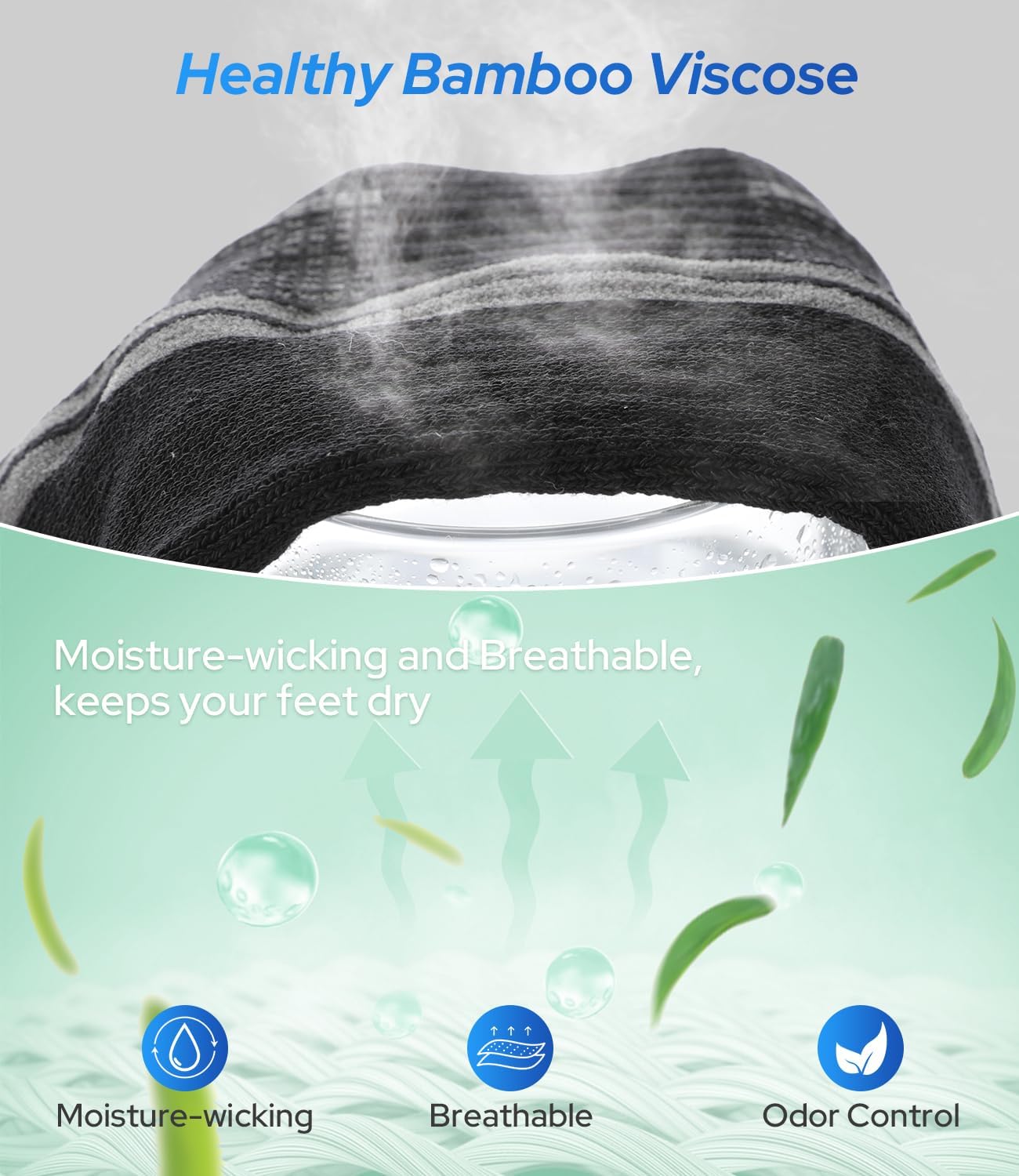 BAMBOO COOL Mens Ankle Socks Bamboo Viscose Athletic Moisture-Wicking Low Cut Running Cushioned Socks - Image 3