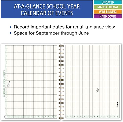 Miniatura 9 de Elan Publishing Company Plan de lección para profesores de tapa dura de 8 períodos, días verticalmente por el costado con marcador de clip (floral