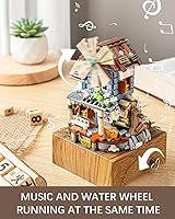 Vista 3 de Juego de bloques de construcción de caja de música, casa de viento japonesa, escena de casa de granja, modelo creativo, construcción de ladrillos