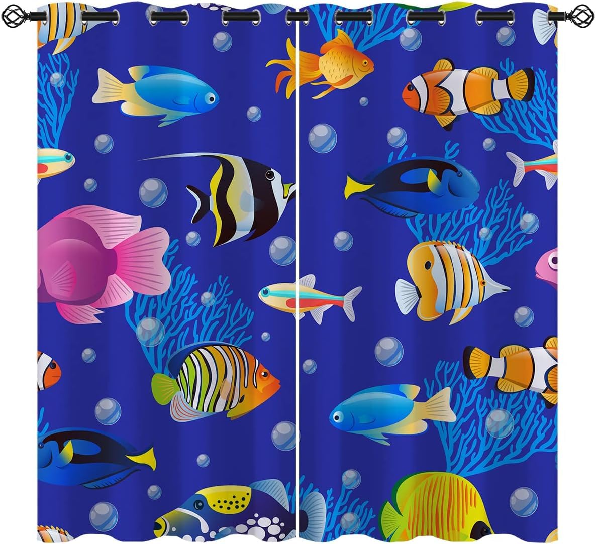 Rideaux enfant animaux poissons anti bruit et froid pour chambre et bureau