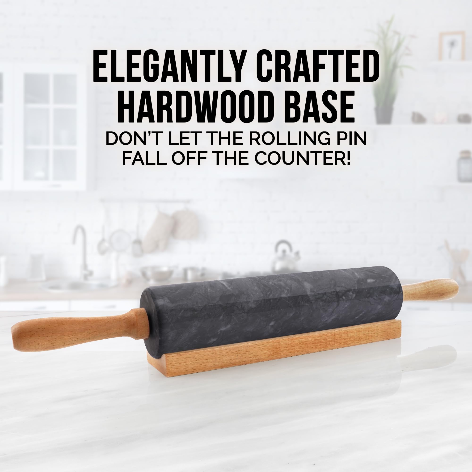 Amazon | Zulay Kitchen 17インチ 大理石製麺棒 スタンド付き - 研磨