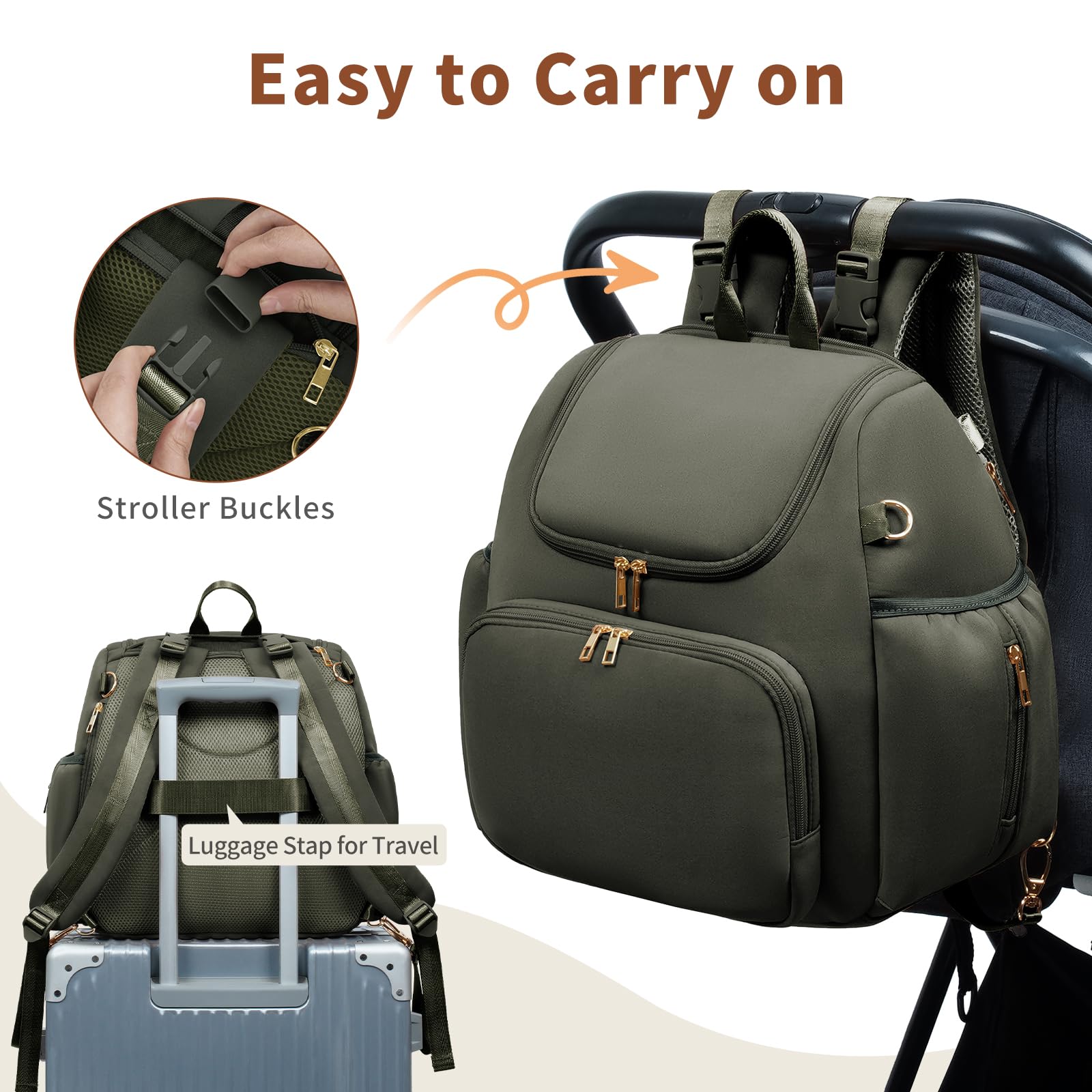 CEI-CEI Borsa per pannolini in neoprene zaino elegante borsa premaman borsa da viaggio per mamma con tasche isolate