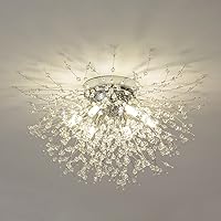 Vista 11 de Moderna lámpara de techo de cristal negro, mini lámpara de araña Sputnik de cristal de 4 luces, lámparas de techo semiempotradas para dormitorio