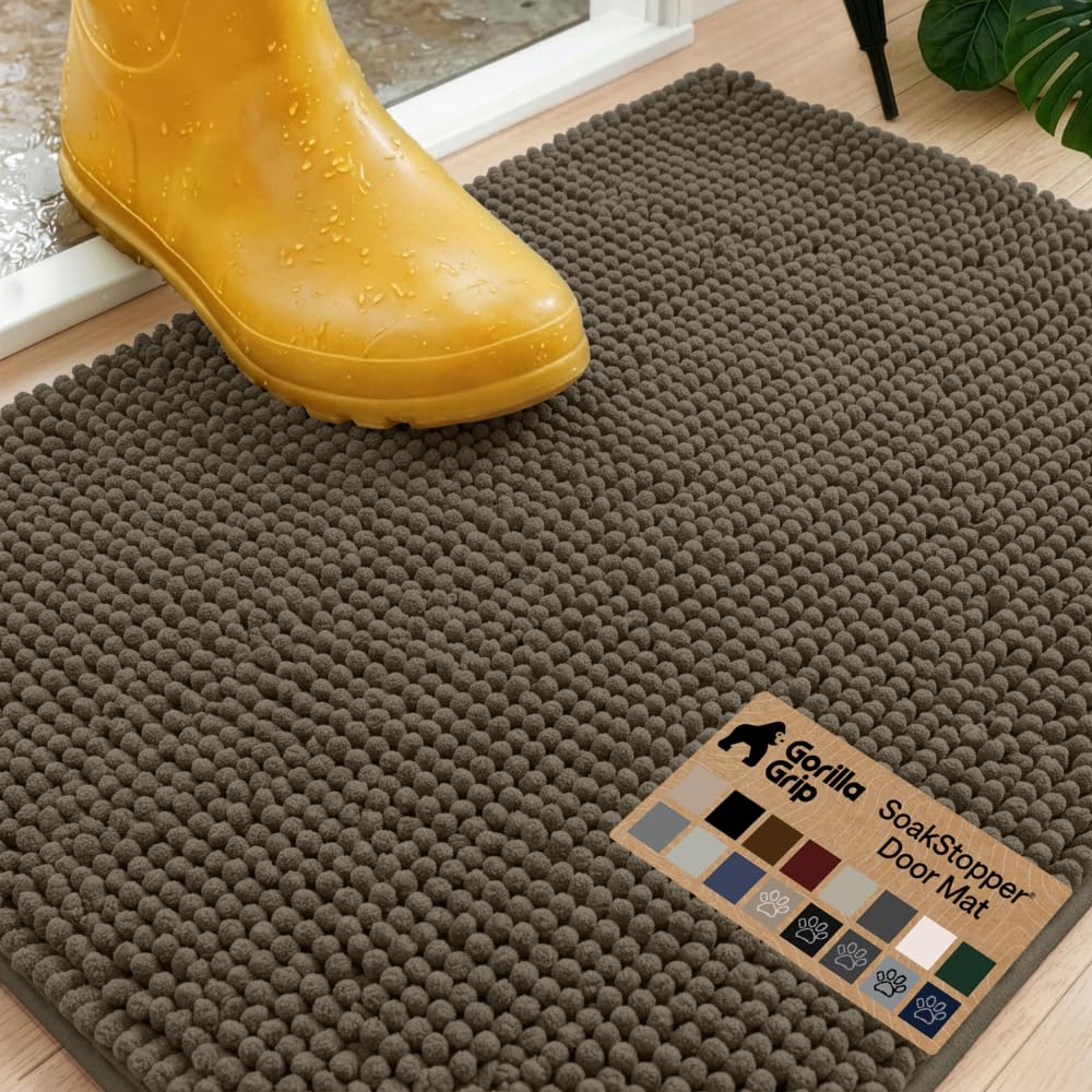 GORILLA GRIP SoakSTOPPER Dog Door Mat, Machine Wash Dry, 30x20 Cappuccino
