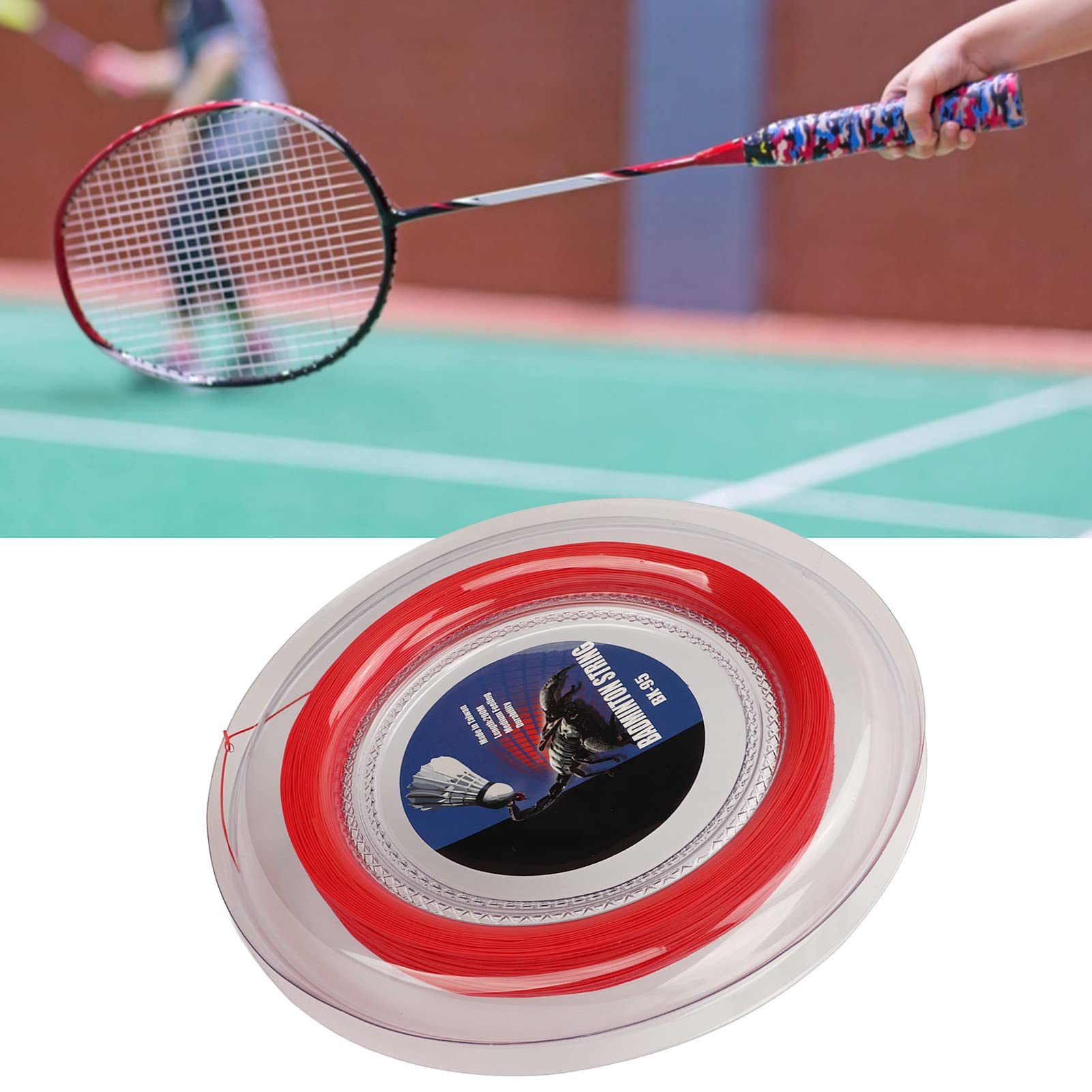 Zerodis 200 M Badminton-Saite, Hochelastische Harzfaser-Ersatzschnur 0,7 Mm für Badmintonschläger und Training