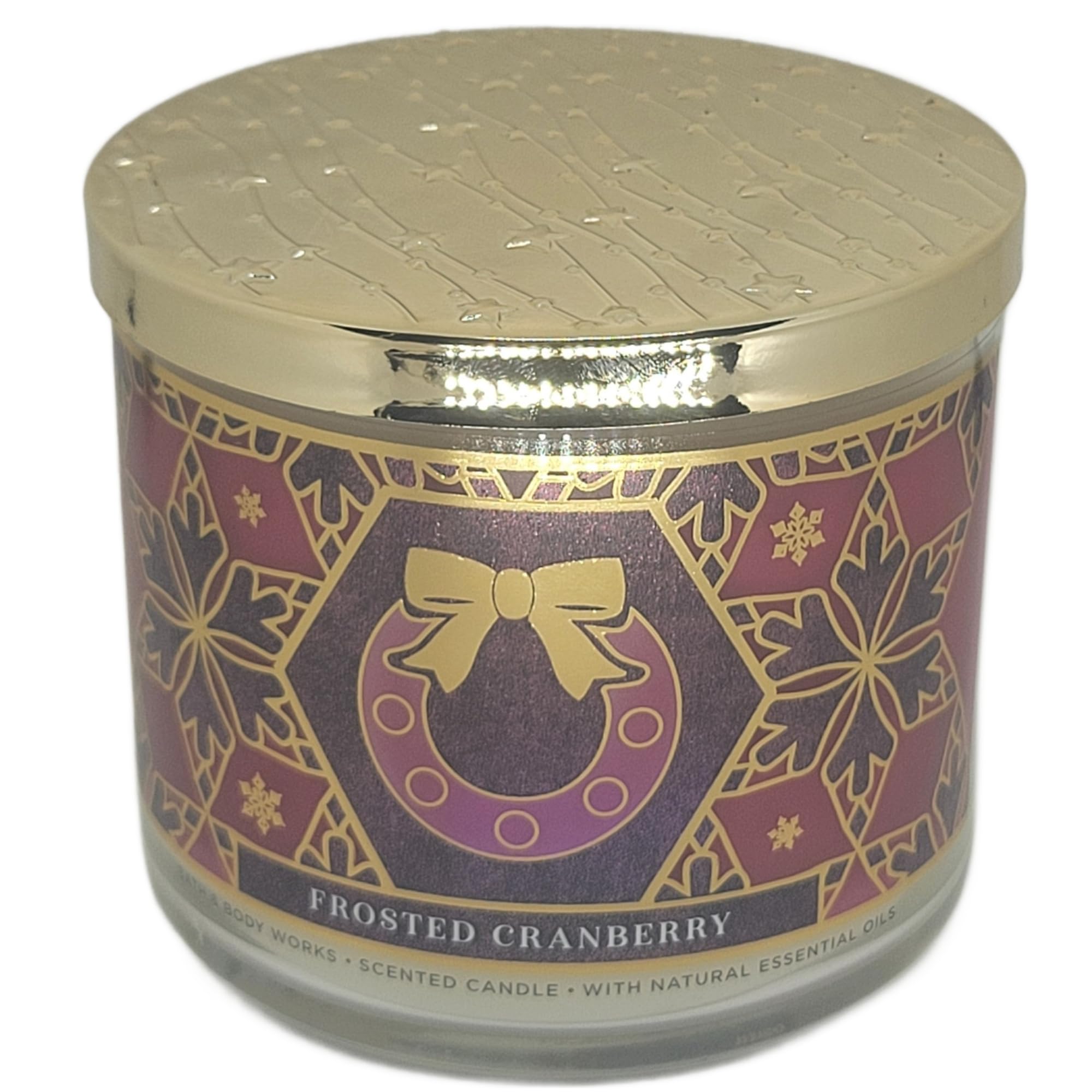 Bath & Body WorksWhite Barn 3-Wick Candle w/Essential Oils - 14.5 oz - 2021 Christmas Scents! (Frosted Cranberry)