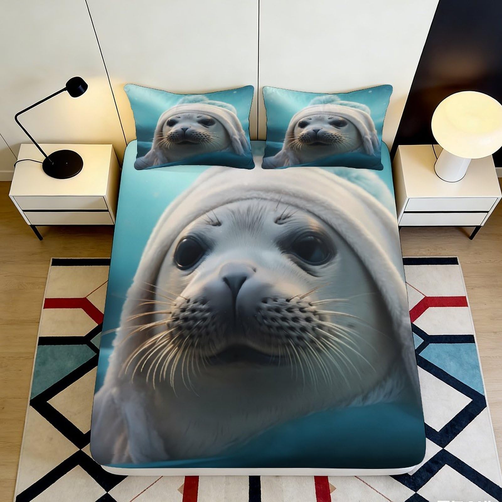 3D Printed Cute Bird Fitted Sheet Microfiber Deep Pocket Non-Slip Bedroom Bedding Playful Bird Mattress Fitted Cover for Adults Teens 160x200x25cm