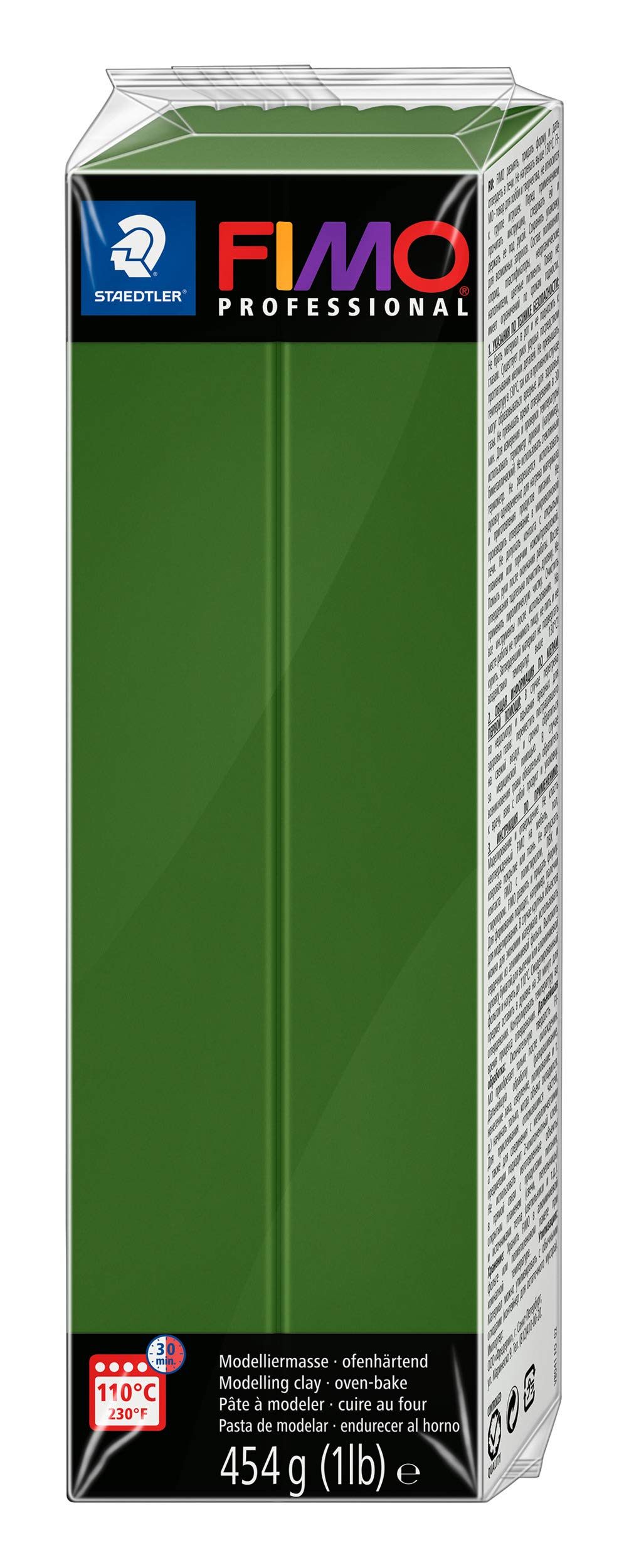 STAEDTLER 8041-57 FIMO professional ofenhärtende Modelliermasse (Großblock 454g (1 lb)) Farbe: blattgrün