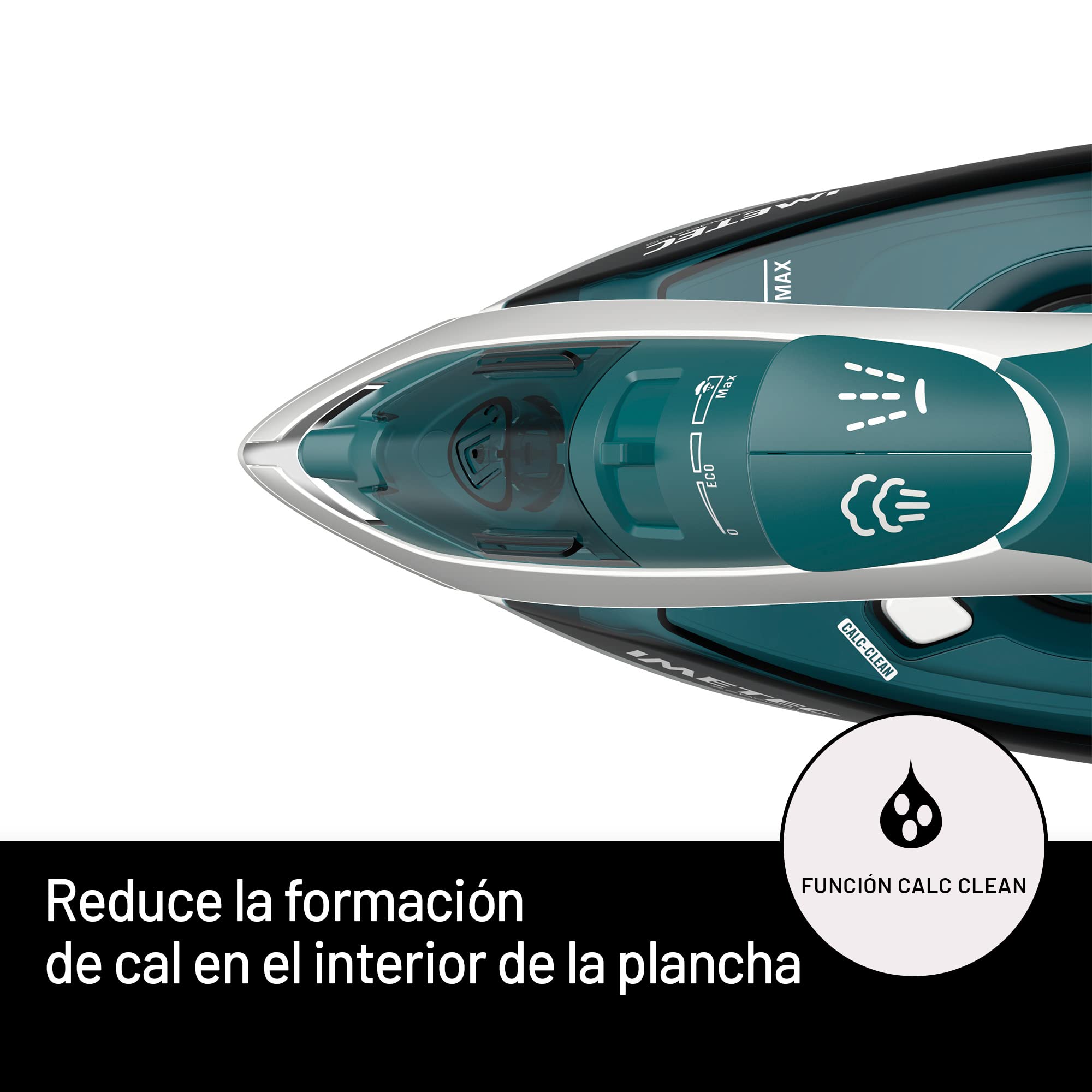 Imetec ZeroCalc Z1 2500, Plancha tecnología Anti-Cal, Suela de Acero Inoxidable, 2200 W, tecnología de Ahorro de energía, Golpe de Vapor de 120 g
