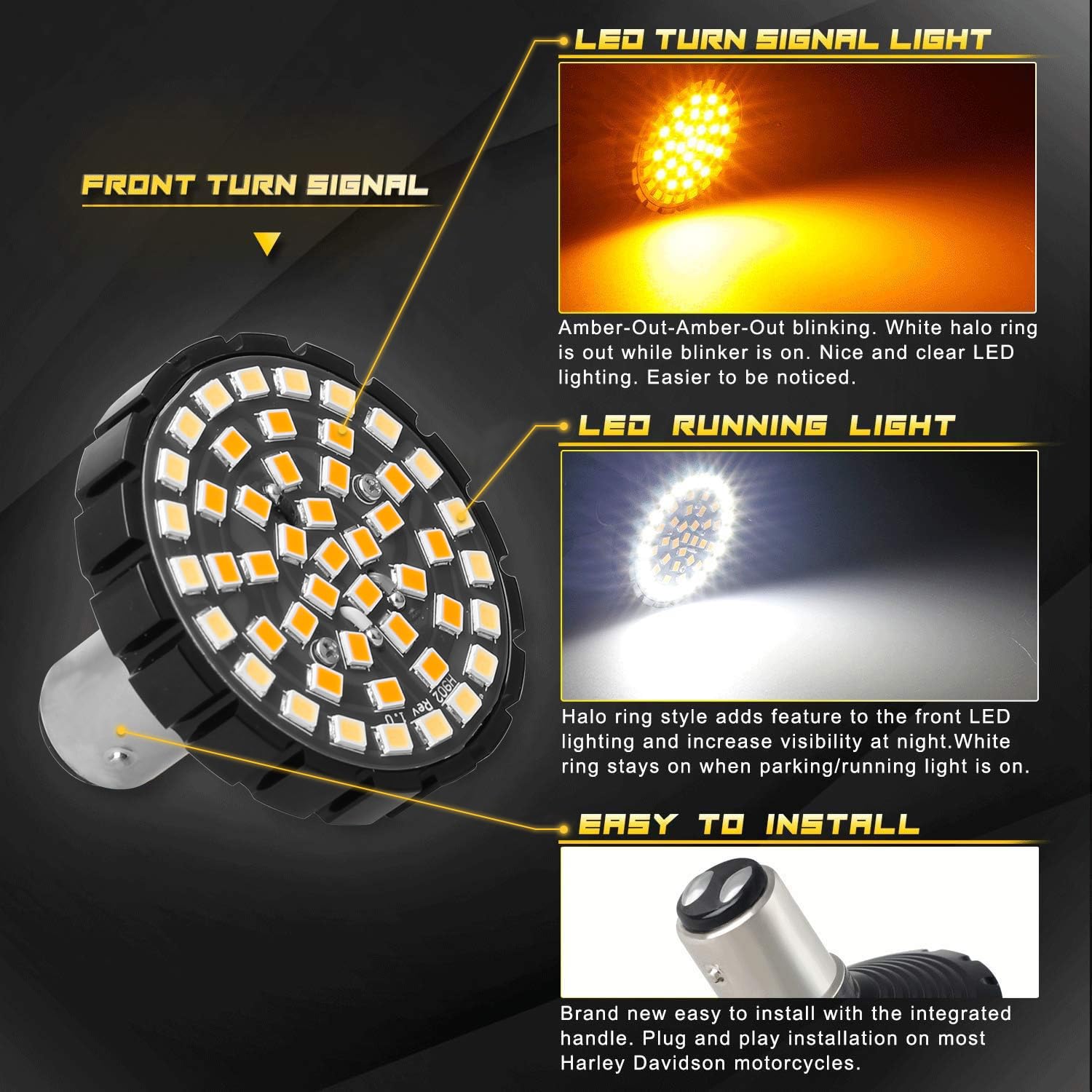 NTHREEAUTO 1157 Front Rear LED Turn Signals Kit 2