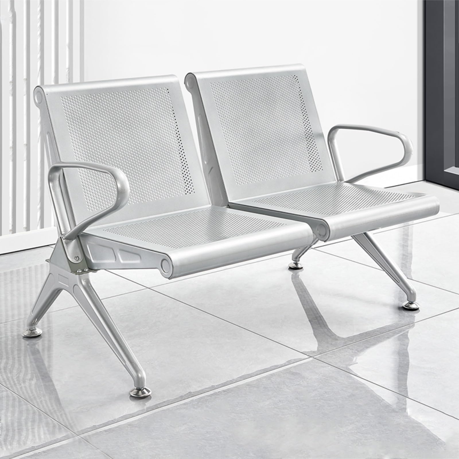 SaryEdge Comfortable Airport Reception Chairs, Steel Bench with Arms, Ideal Guest Seating for Business Offices, Banks & Airports - Durable & Stylish,