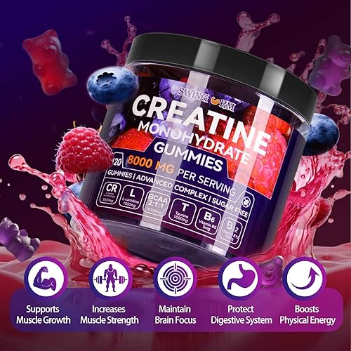 Miniatura 2 de Gomitas de monohidrato de creatina, 8000 mg para hombres y mujeres, 120 gomitas de creatina para el crecimiento muscular, fuerza y recuperación,