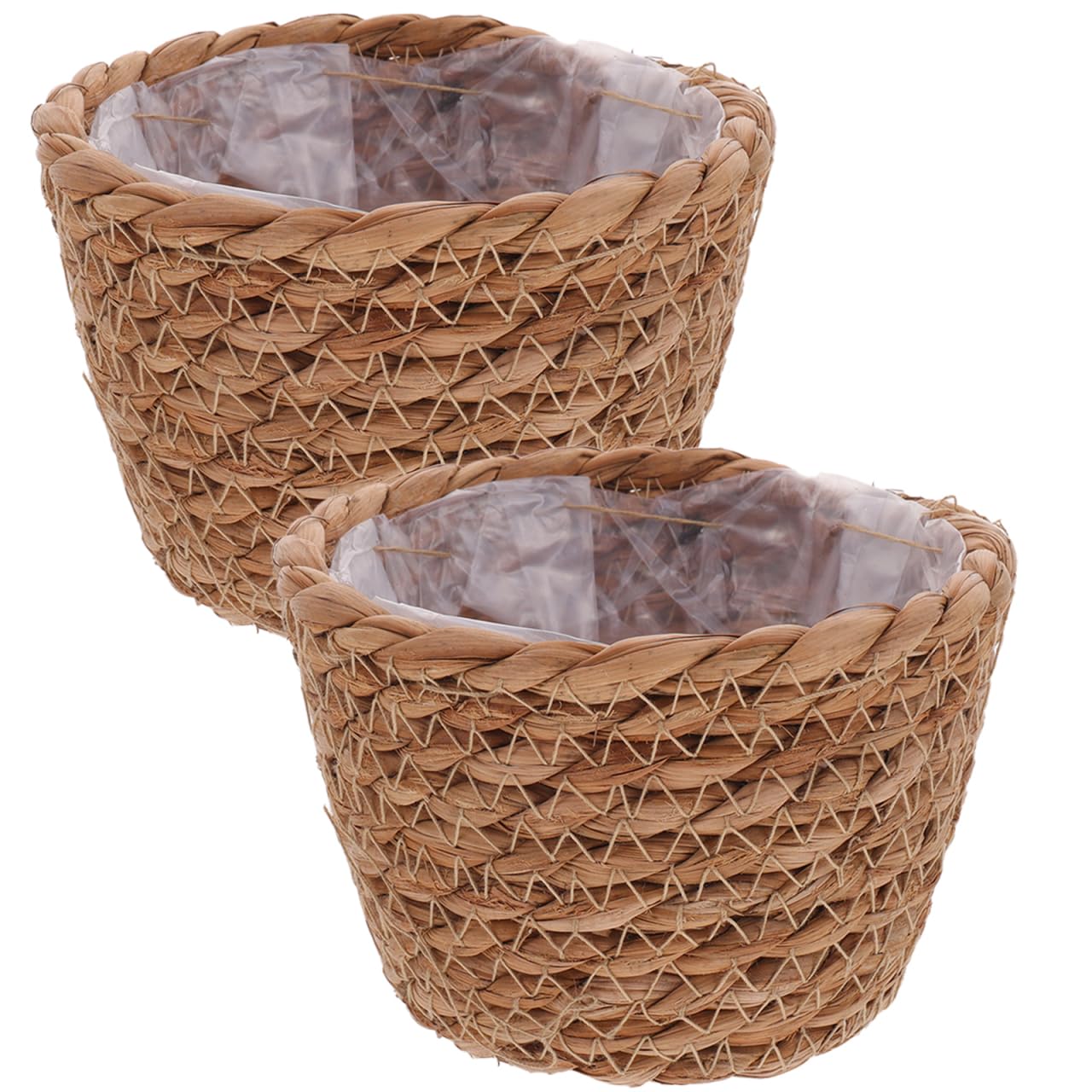 VICASKY Wicker Planter Basket Plant Baskets Indoor For Plants Seagrass Woven Rattan Outdoor Flower Pot Pots 5.1" Hand-Woven 2-Pack with Liner for Houseplants Succulents Boho Farmhouse