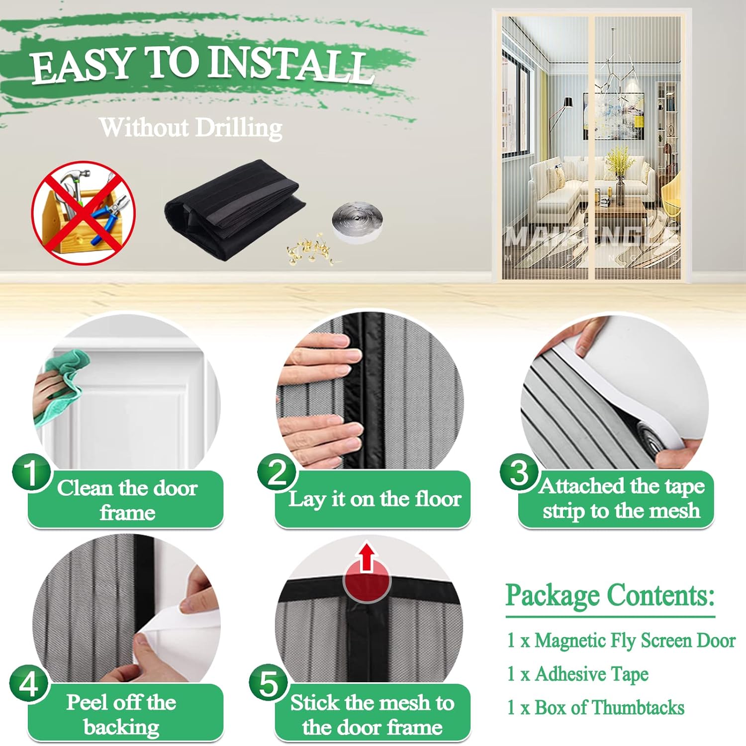 マグネット式網戸 玄関網戸 自動で閉まる 超細密網目 設置簡単 適用任意のサイズ り ドア/ベランダ/玄関/引き戸-Beige||