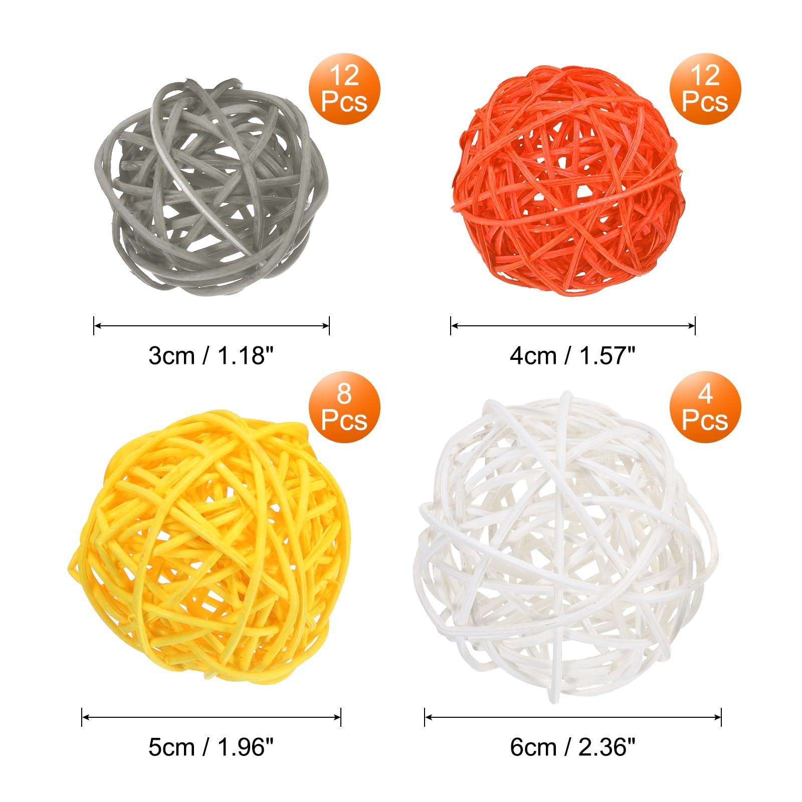 uxcell 36 Pcs Wicker Rattan Balls, 1.2