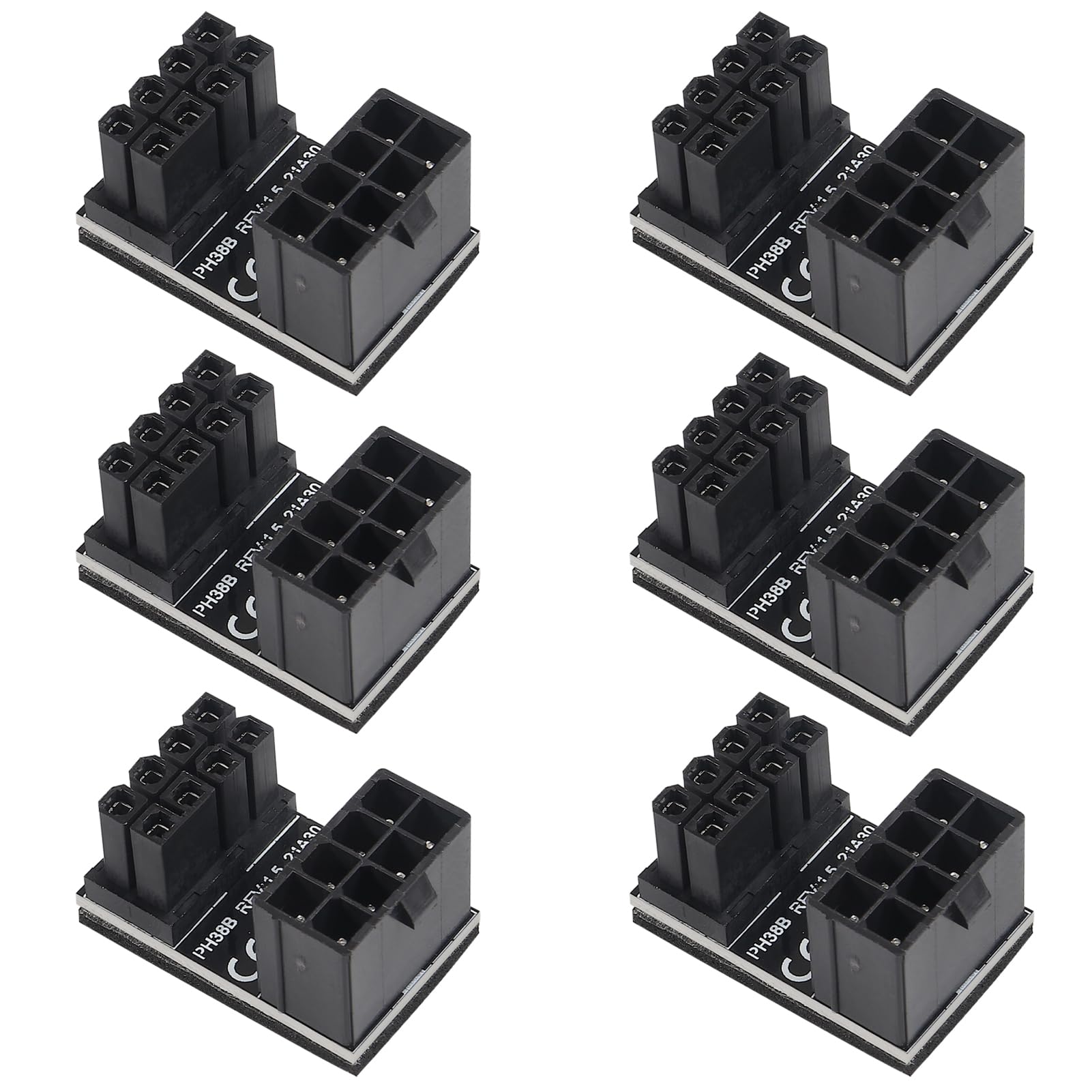 XIITIA6pcs ATX 8Pin Female to 8pin Male 180 Degree AngledPower Adapter for Desktops Graphics Card (8Pin)