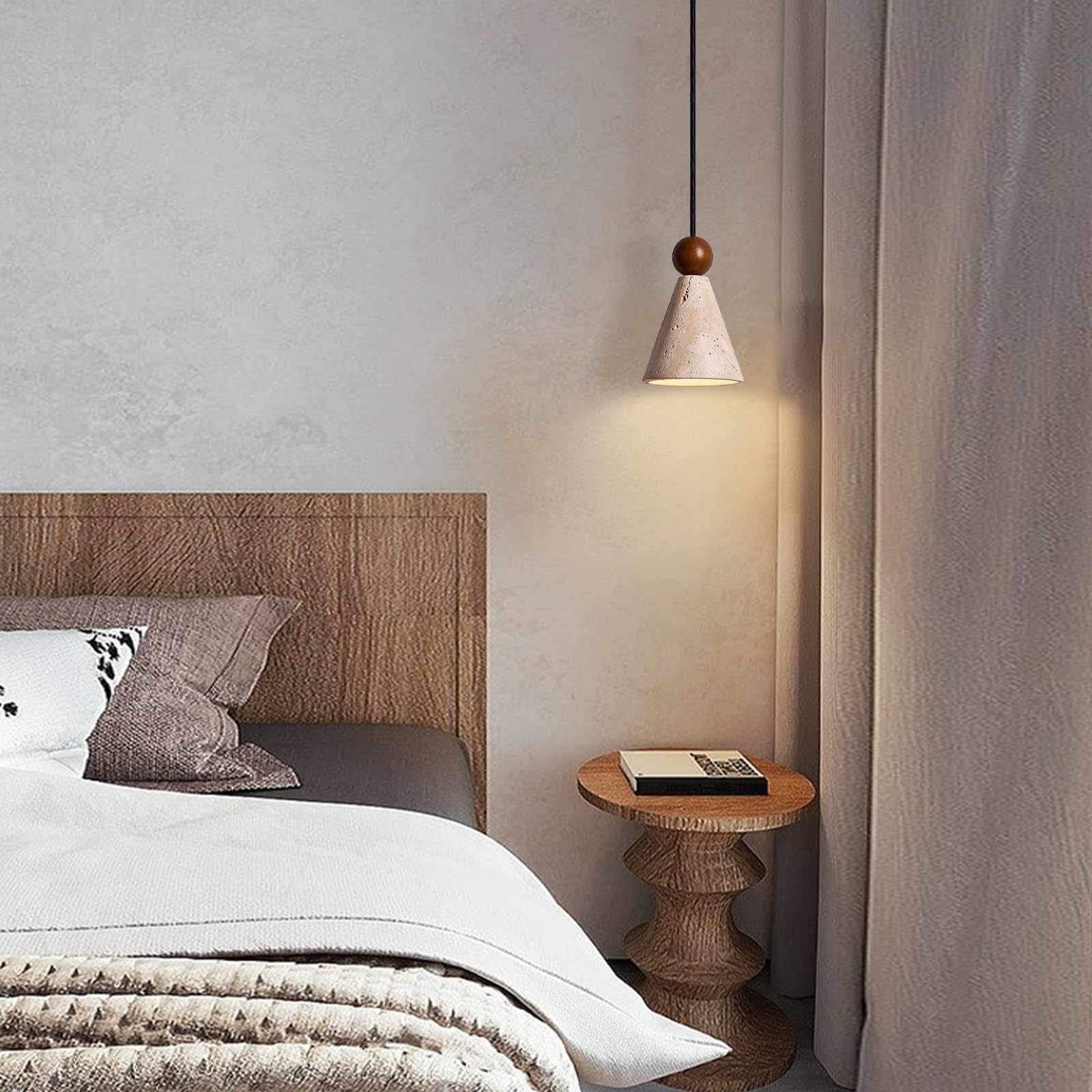 Moderne Kegelstein-Pendelleuchte, Marmor-Pendelleuchten im nordischen Stil, höhenverstellbare gelbe Travertin-Hängelampe for Kücheninsel, Schlafzimmer, Wohnzimmer, Esszimmer