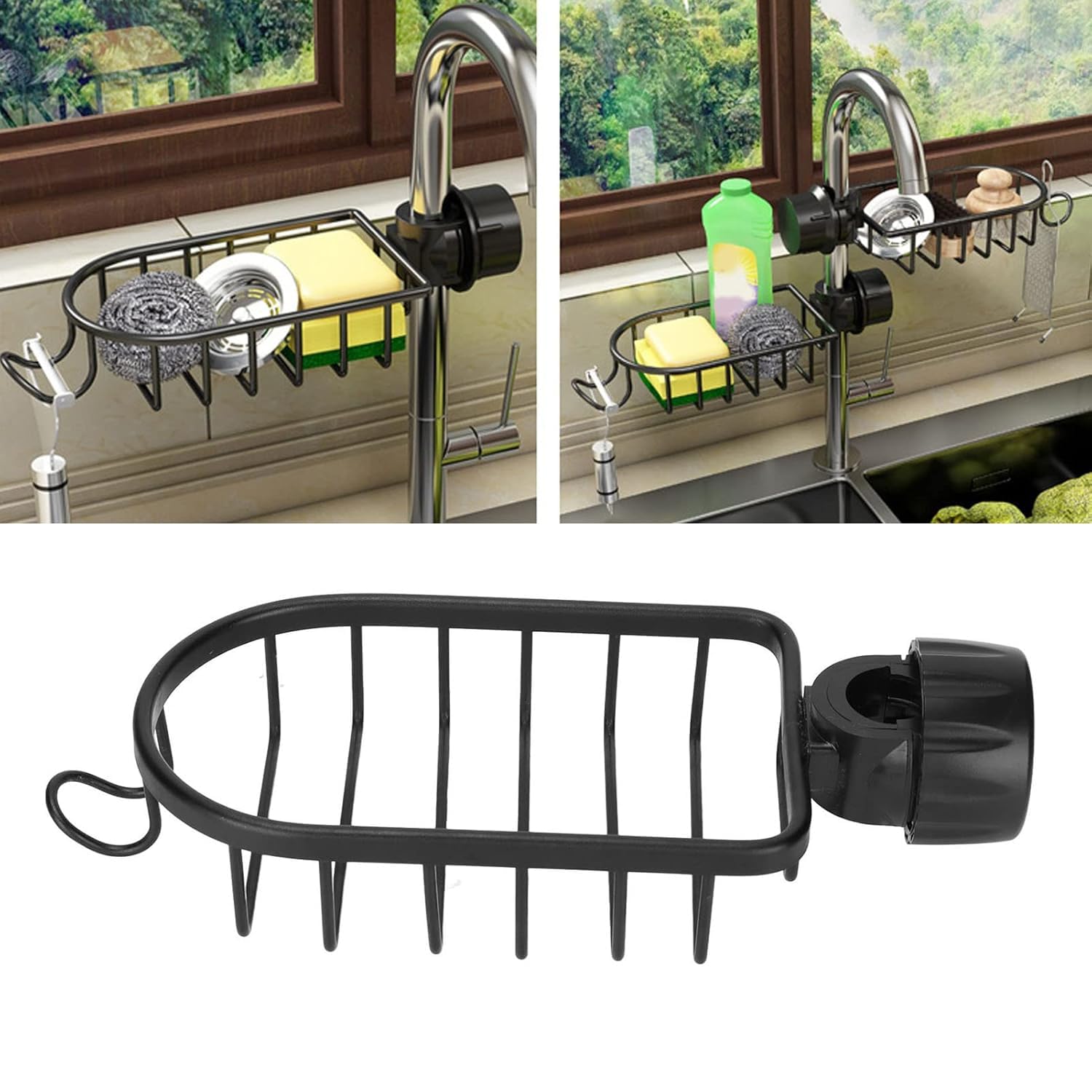 MORPICH Faucet Storage Rack Shelf Towel with Sink Stand Drain Rack Bathroom Towel Shower Towel Drainer Rack for Kitchen Fauceet Utensil Racks (Black) (B0DGGSPV3M) Amazon Price History, Amazon Price Tracker
