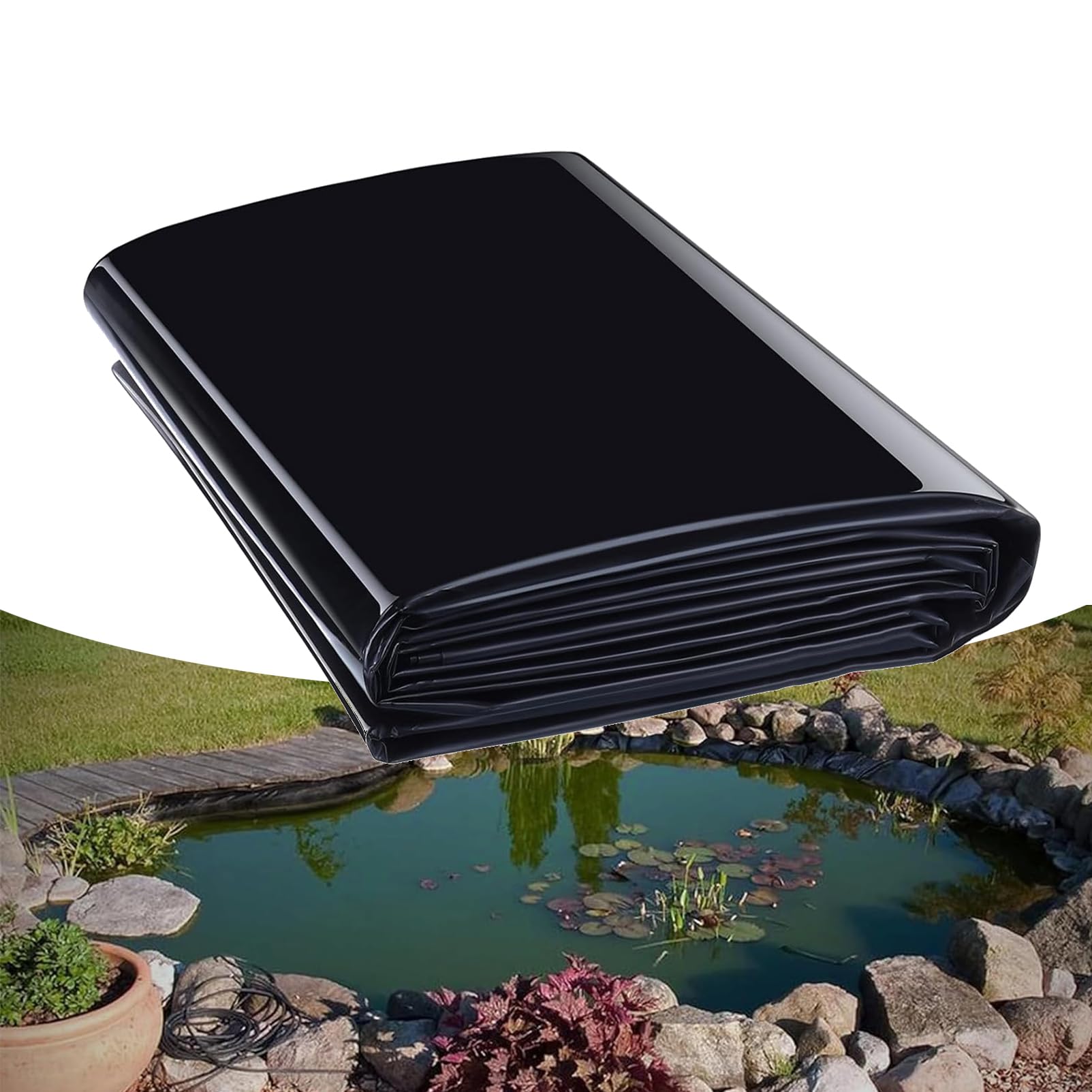 Telone resistente in PEHD nero, 4 x 10 m, per stagni esterni, piscine, fontane di pesce, copertura paesaggistica rinforzata, impermeabile, telo da giardino, protezione esterna