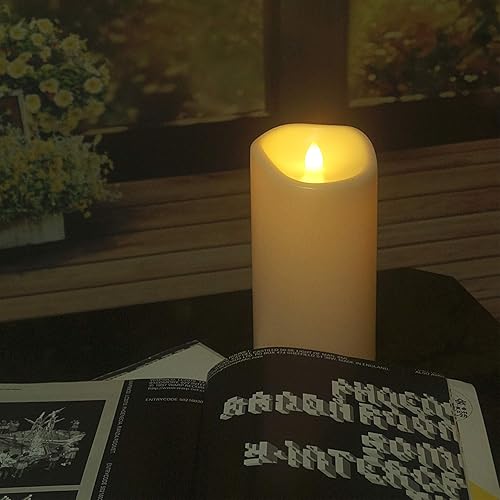 Miniatura 10 de EZiGarden Vela LED sin llama de 6 x 4 pulgadas, funciona con pilas, luz parpadeante impermeable al aire libre con control remoto y temporizador para