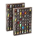 Shot Glasses Display Case(Set of 2) 56 Compartments Wall Mount Pint Glass Shadow Box Bar Cabinet Collection Freestanding - MK524AA
