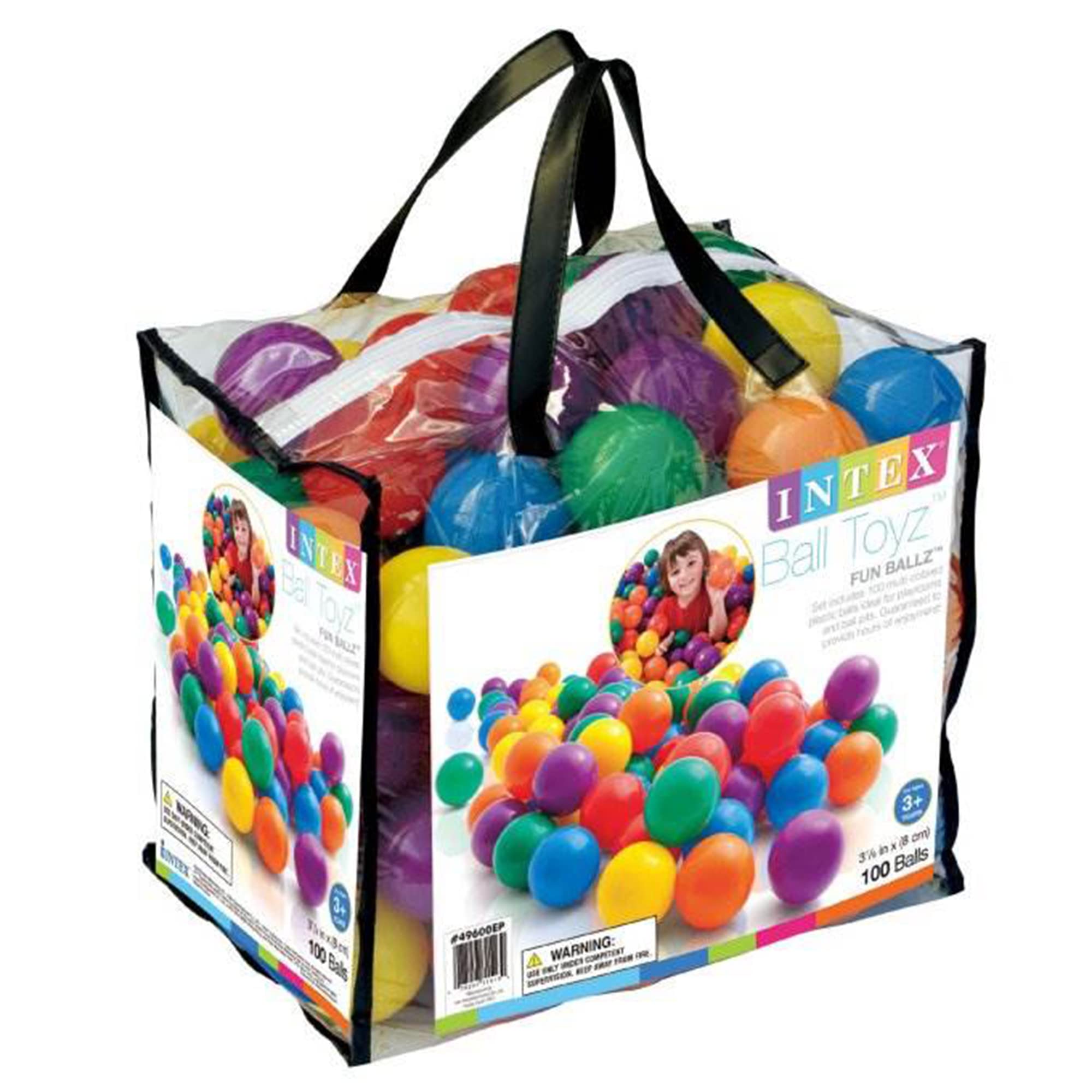 Intex Paquete de 100 bolas grandes de plástico multicolor para pozos de bolas (paquete de 2)