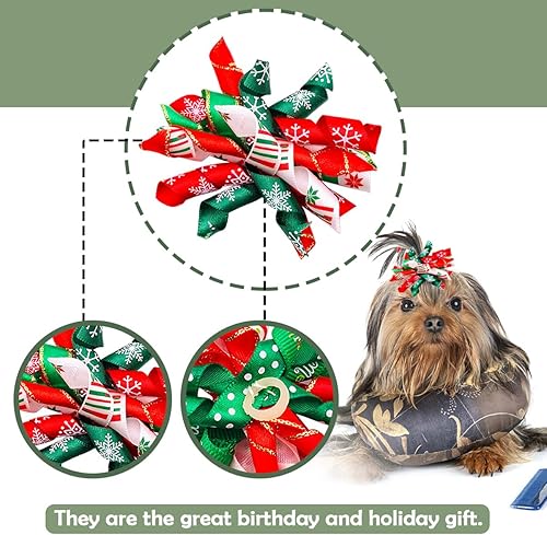 Miniatura 4 de PET SHOW 20 unids10 pares de lazos para el pelo de perro rizado con bandas de goma para perros pequeños y medianos en espiral, remolino, remolino,