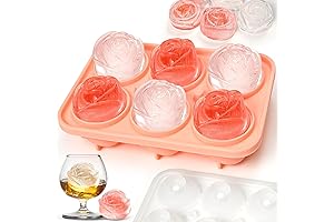 Silicone Rose Ice Cube Tray with Lid - Freeze 6 Perfect Petals for Unique Cocktails
