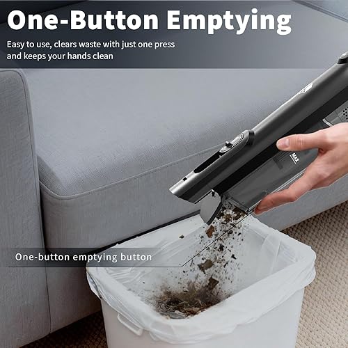 Miniatura 7 de Aspiradora de Mano Inalámbrica, Aspiradora de Mano Portátil y Ligera con Luz LED, Aspiradora de Mano Recargable con Vaciado de Un Toque, Potente