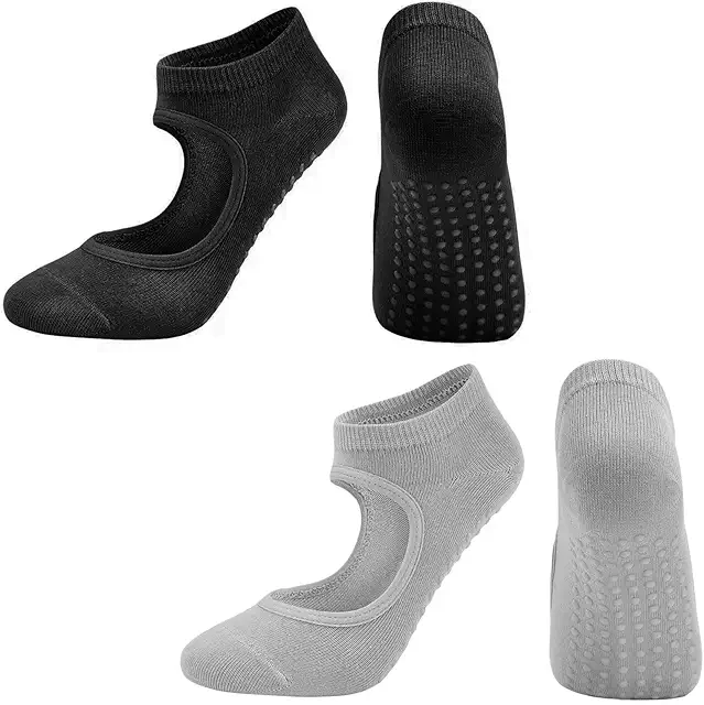 Calzini Antiscivolo Yoga Donna - 2 Paia in Cotone per Pilates e Danza