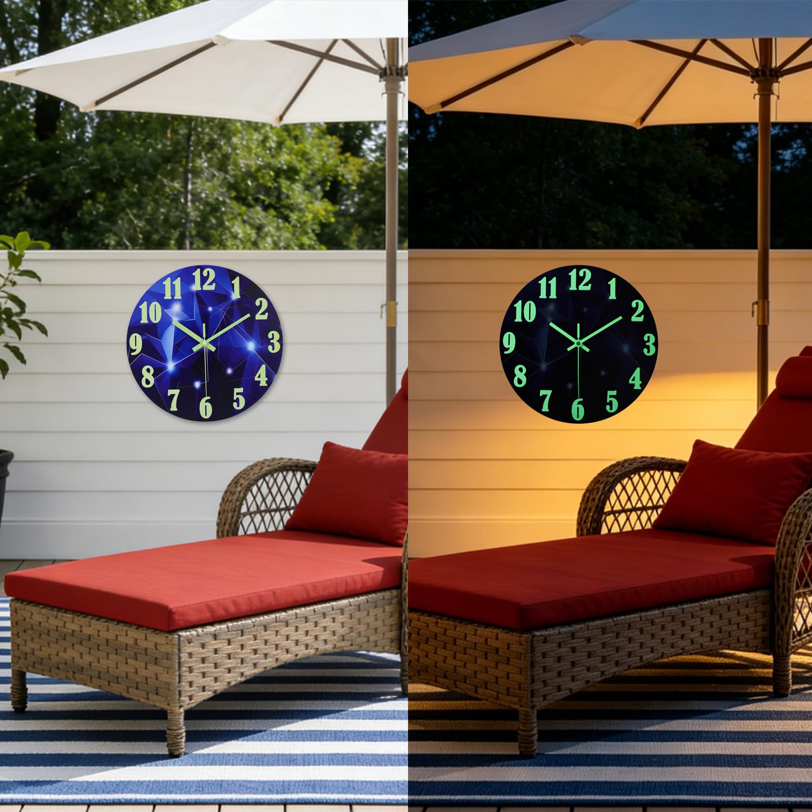 jomparis Orologio da parete luminoso da esterno impermeabile da 30,5 cm con luce notturna galassia in vetro per piscina patio bagno