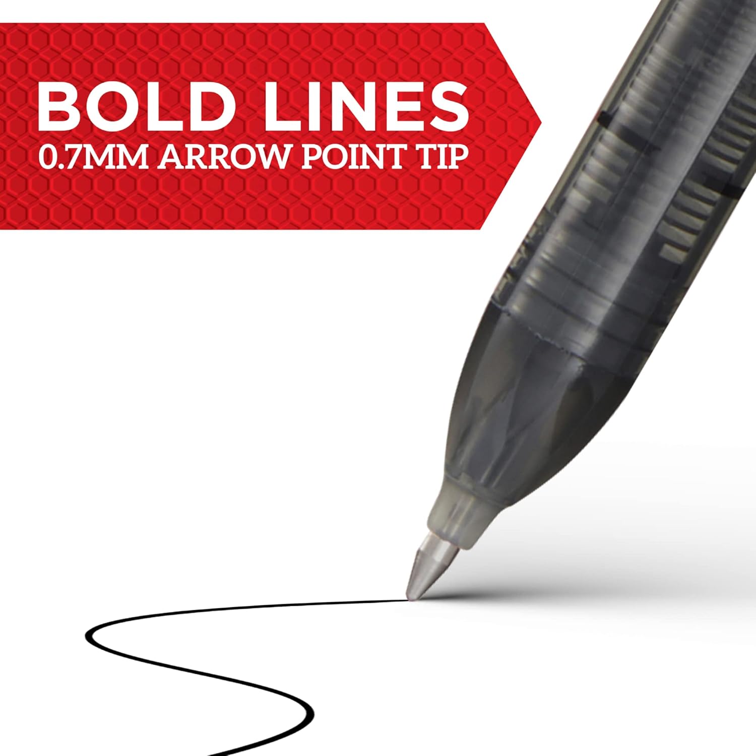 Sharpie® Roller Pens, Arrow Point, 0.7 mm, Black Barrel, Red Ink, Pack Of 12 Pens