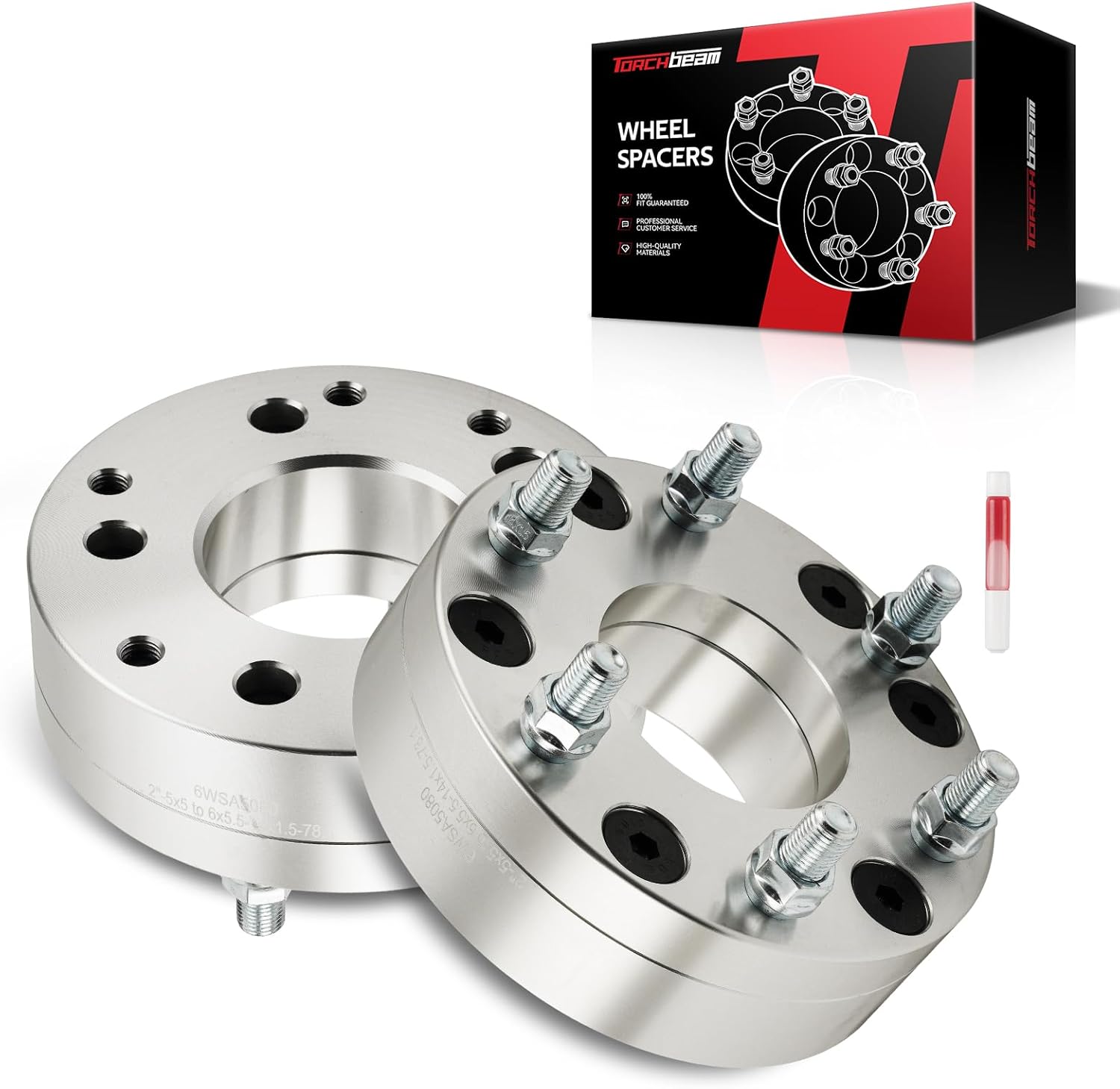 Torchbeam 5x5 to 6x5.5 Wheel Adapter 2 inch for C1500 1979-1999, C1500 Suburban 1979-1999, K1500 1979-1986, Safari 1995-2002, Savana 1500 1996-2002, Yukon 1992-1999, 78.1 Hub Bore, M14x1.5 Studs