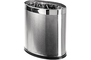 Invisi-Overlap Open Top Stainless Steel Trash Can: The Perfect Small Office Wastebasket...
