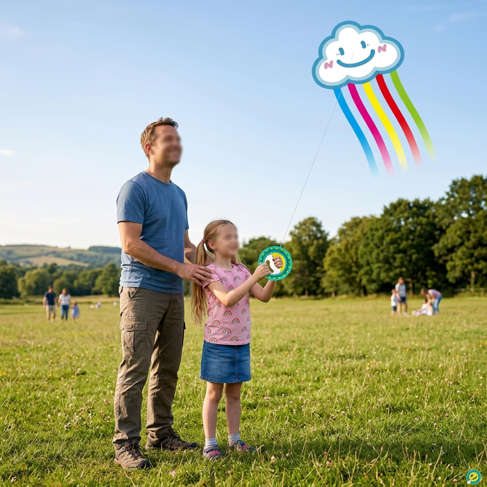 Smiling Cloud Rainbow Kite Mit Single-Line-Rolle, Einfach Zu Fliegende Fun-Drachen Für Anfänger, Für Spiele Und Aktivitäten Im Freien(String 300m/984ft)