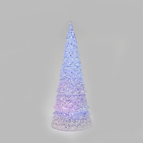 Miniatura 5 de MOMENTS IN TIME Decoración de árbol de mesa de Navidad con luces LED acrílicas de 10.5 pulgadas de alto que cambia de color (funciona con pilas, no