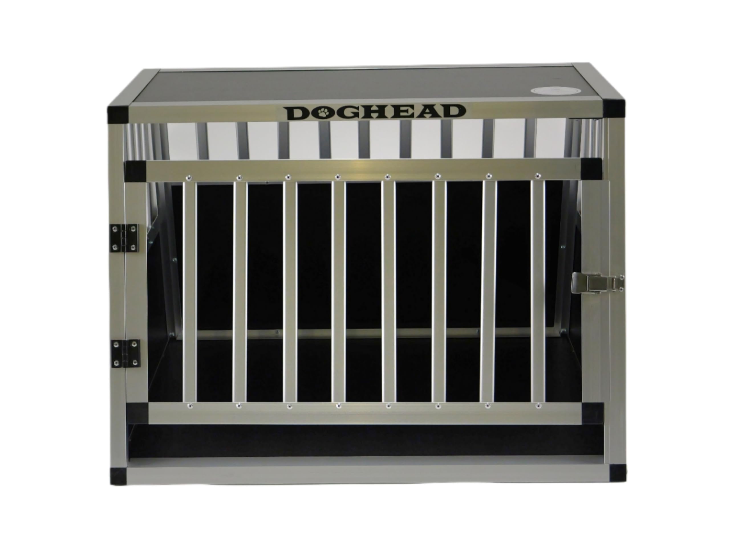 DOGHEAD - Trasportino per cani, in alluminio, 70 x 60 x 50 cm, colore: Nero/Argento