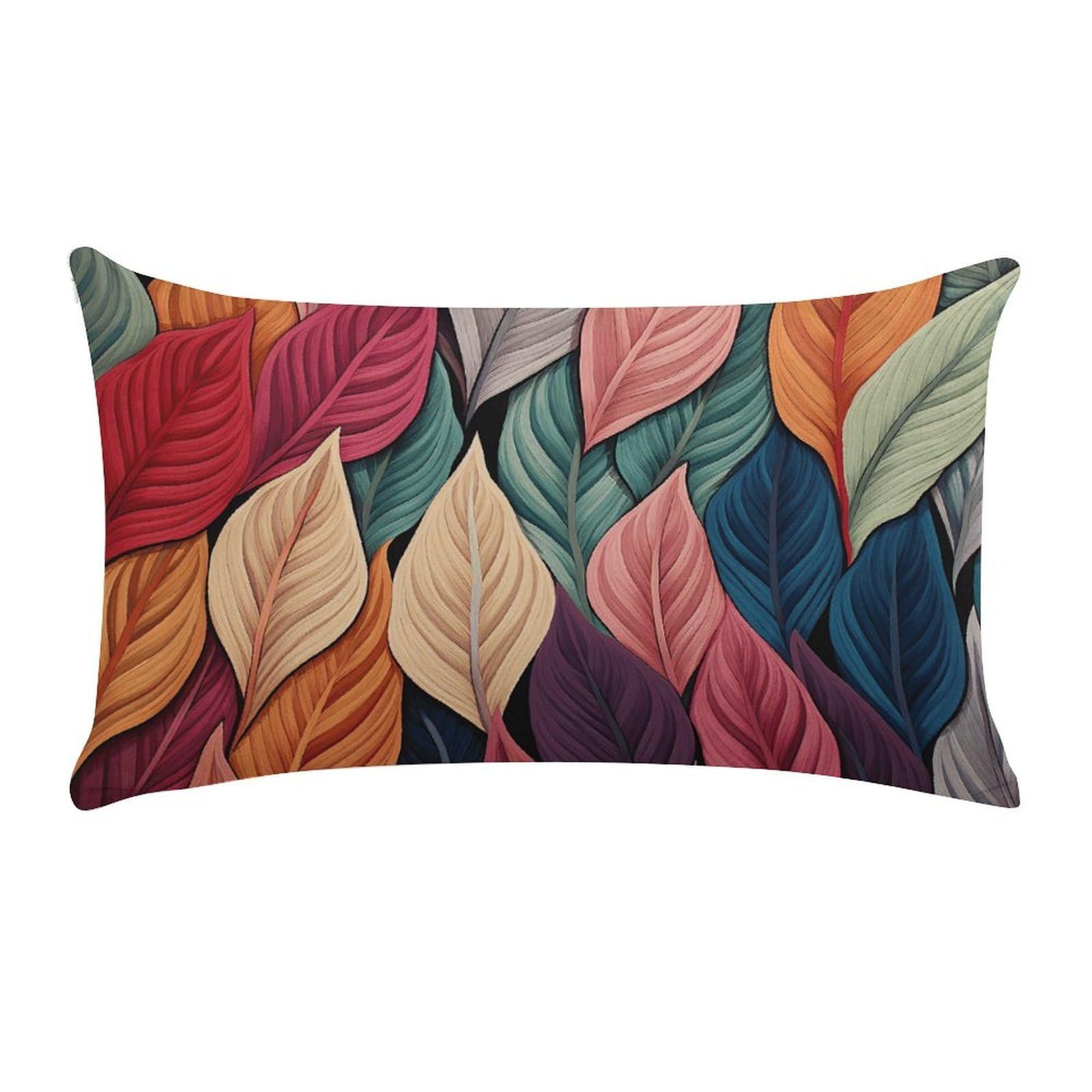 Multicolor Leaves Pillow Cases for Sofa, Super Soft Plush Pillow Cover with Zipper, Luxury Cozy Pillow Shams for All Seasons, Lightweight Pillowcases for Bedroom, 12" X 20"