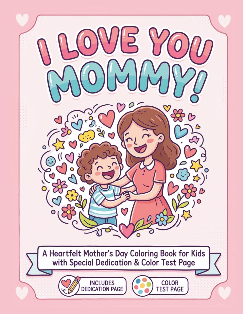 I Love You Mommy!: A Heartfelt Mother's Day Coloring Book for Kids with Special Dedication and Color Test Page