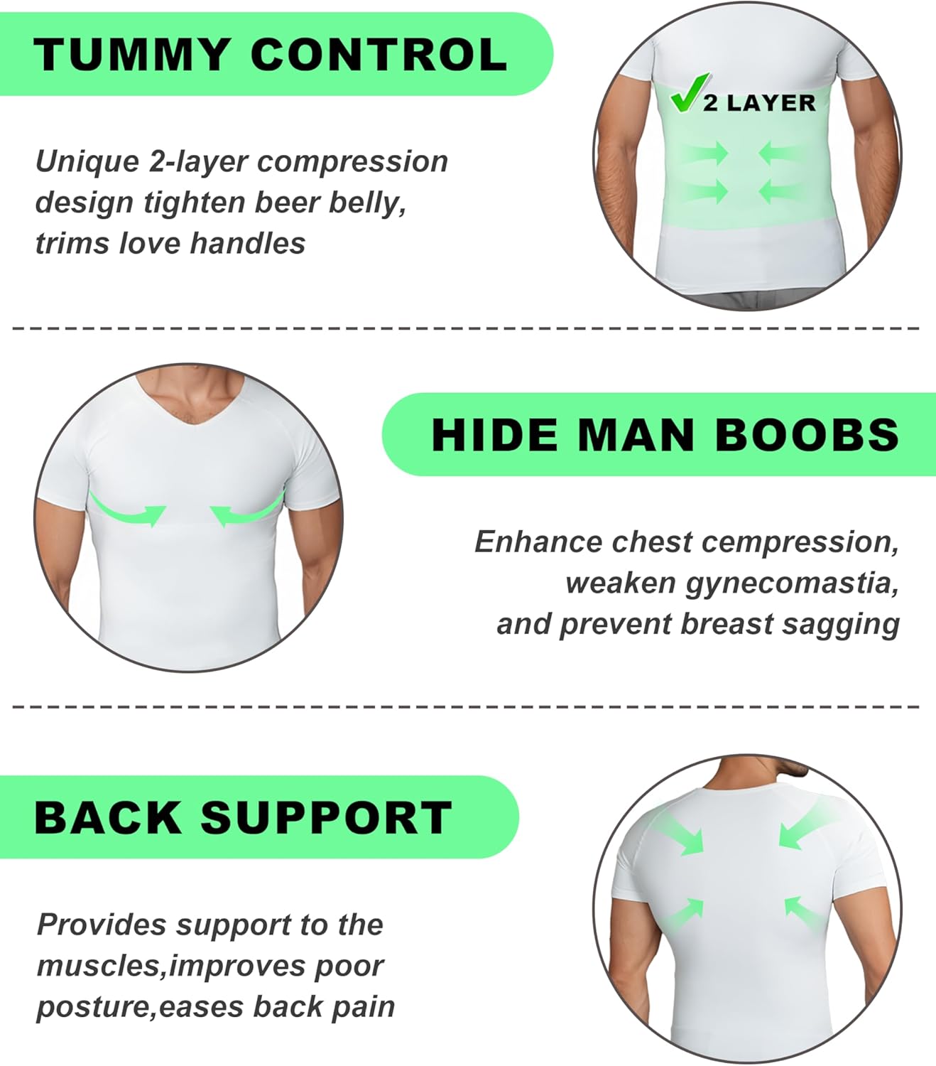 V Neck Gynecomastia Compression Shirt Tummy Control Breathable Men Shapewear Slimmimg Undershirt Hide Belly - Image 8