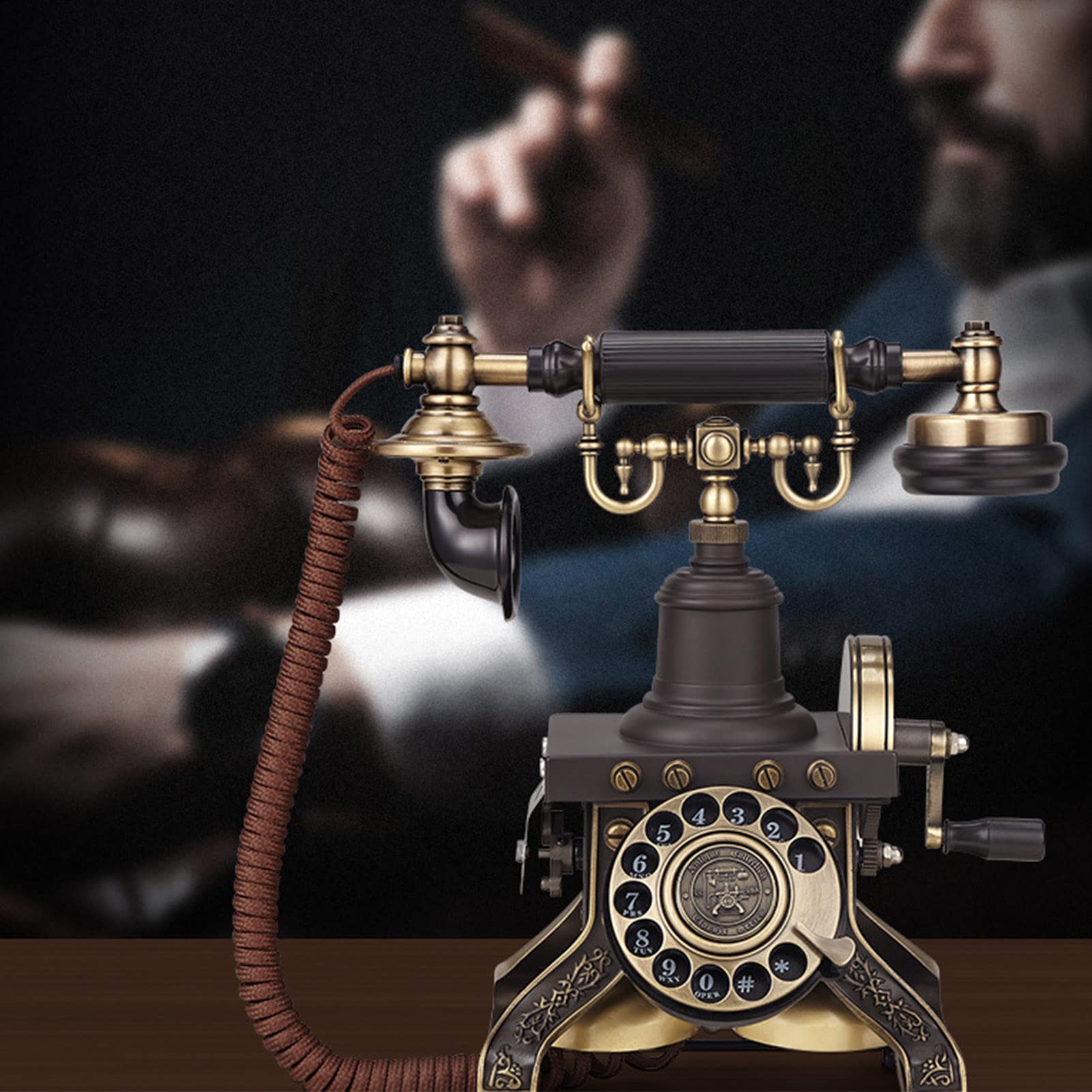 Ejoyous Telefono Antico, Telefono Fisso con Filo in Lega di Zinco con Volume Regolabile, Previene l'ossidazione per lo Studio
