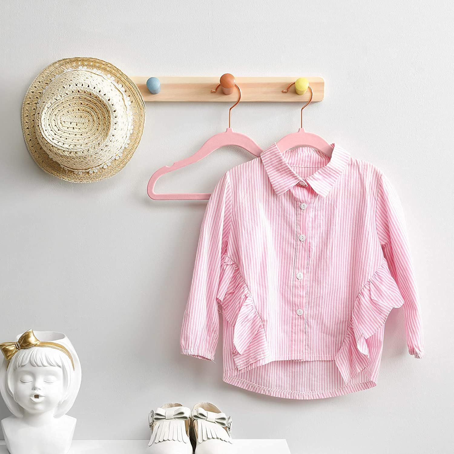 50 Pack Velvet Baby Hangers Non-Slip Clothes Hangers with Swivel Hooks, Space Saving Infant Toddler Closet Organizers, Ultra Thin Durable Child Hangers for Nursery, Kids, Children Wardrobe (11.8inch) - Image 8