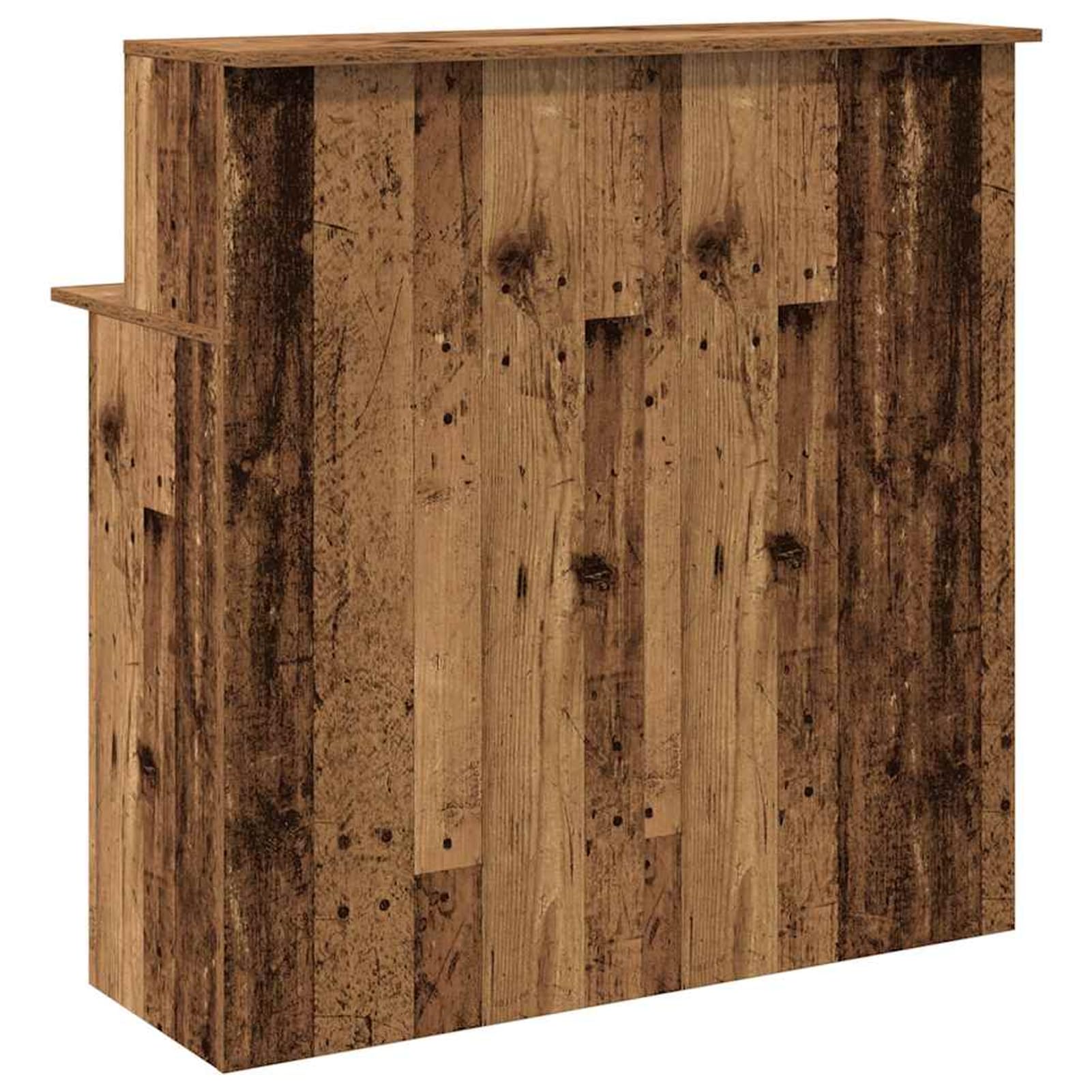 Gecheer Bancone Reception Legno Antico, Bancone Integrato con Ripiano per Archiviazione, 100x50x103,5 cm, Truciolato, per Uffici Aziendali, Hotel, Cliniche Mediche e Saloni di Bellezza