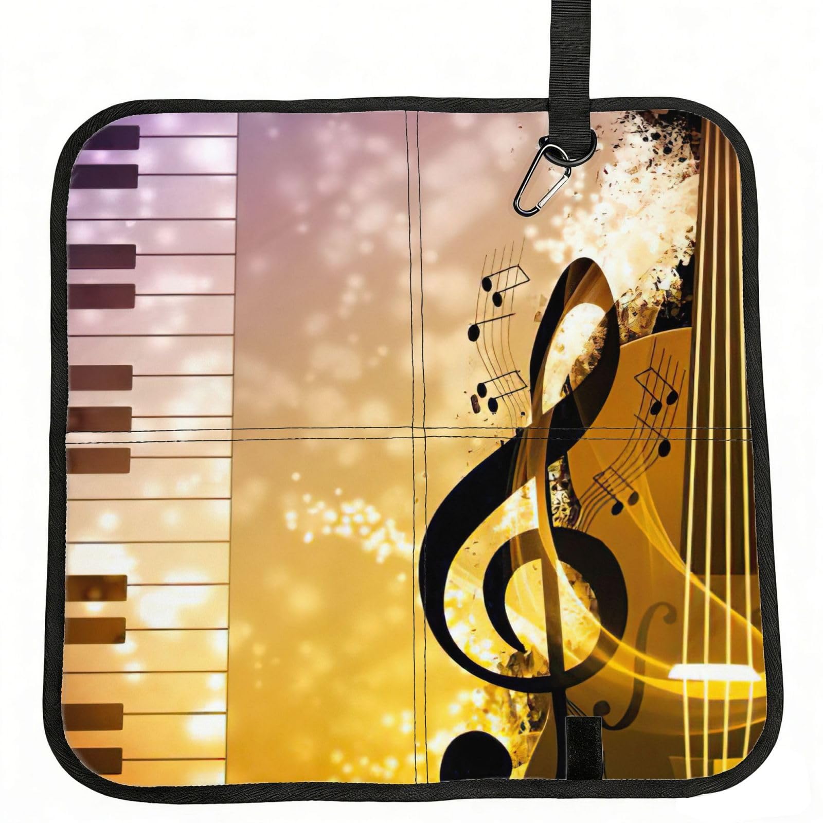 bghdfa Piano Violin Music Notes Print Outdoor Sitting Mat Waterproof Oxford Cloth Seat Cushion Folding Foam Camping Seat For Picnic