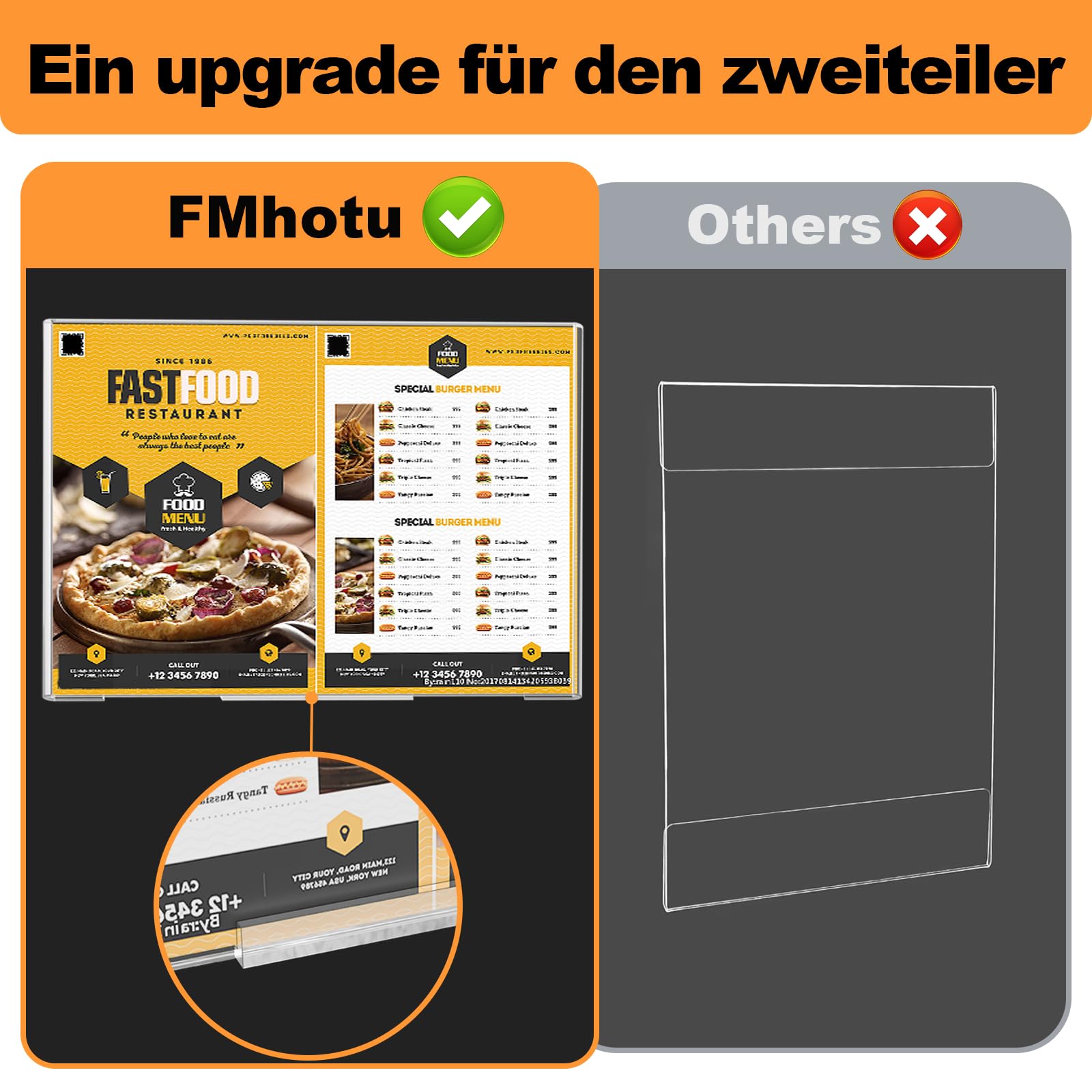 FMhotu Acryl Schilderhalter 12 Pack A4 Transparenter C Form Ständer, Tischschildhalter, Kunststoff Foto Bilderrahmen, Flyer Display für Empfang, Büro, Geschäft, Restaurant, Hotel