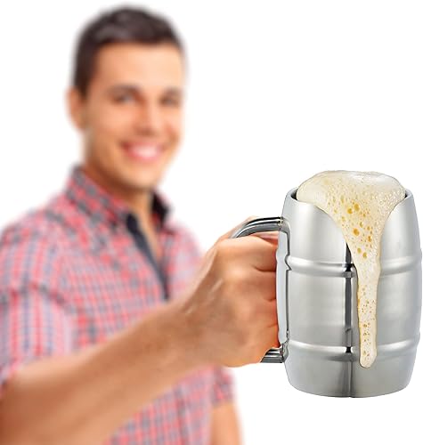 Miniatura 8 de GALVANOX Taza de regalo para papá taza de barril de acero inoxidable con asa y tapa para sorber Hot n Col aislamiento de doble pared para cerveza y
