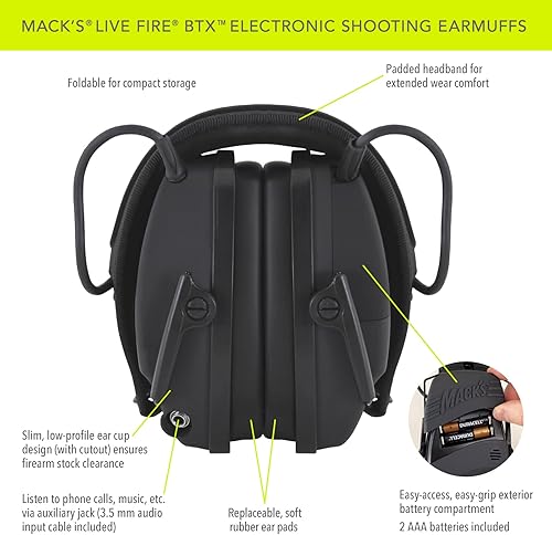 Miniatura 5 de Mack's Live Fire BTX - Orejeras electrónicas con tecnología inalámbrica Bluetooth para caza, táctica, objetivo, skeet y tiro de trampa