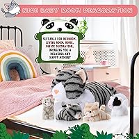 Vista 5 de Skylety 5 piezas de peluche de gato con bebés dentro del vientre, gato embarazada, mamá y gatito con 4 lindos gatitos de peluche esponjosos, regalos