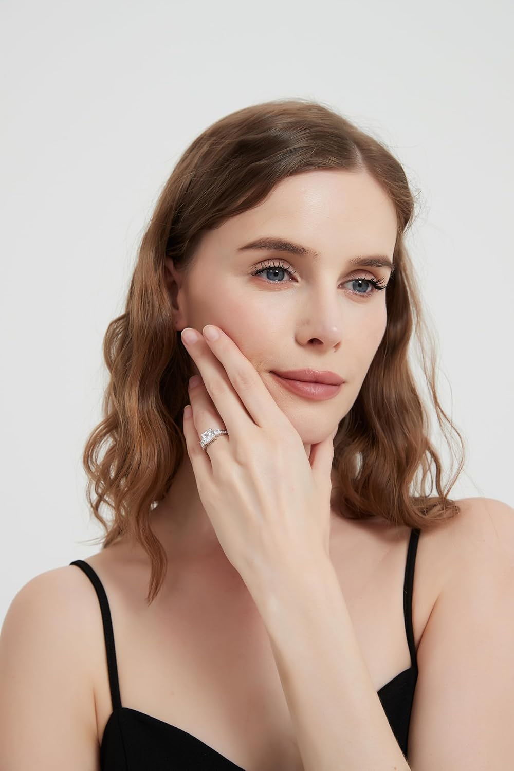 Sterling Silver Center 1.5CT Three Stone Style All Princess Cut Side Stones Promise Engagement Ring - Image 6